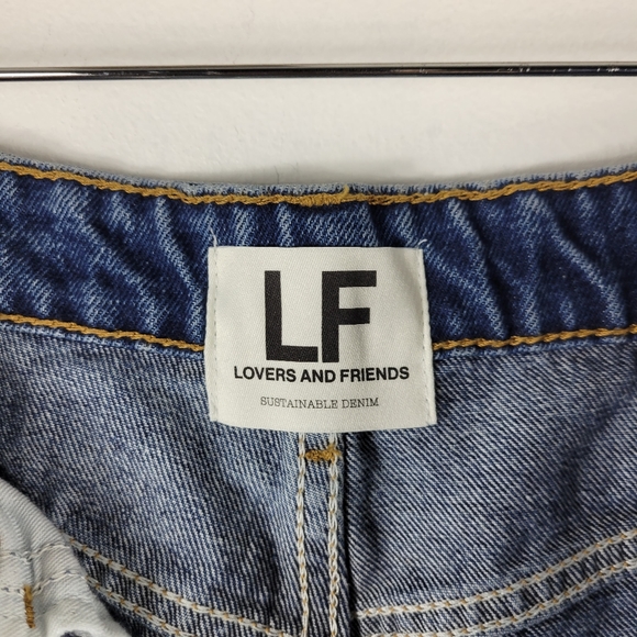 Lovers + Friends Reece Vera Cruz Distressed Button Fly Slim Straight Ankle Jeans - Picture 9 of 16